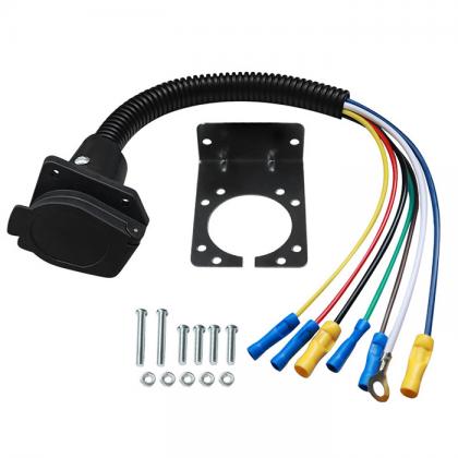 7 Pin RV Trailer Socket Wiring Harness Kit, 7 Way Truck Camper Plug Adapter